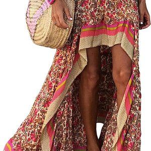 High Low Asymmetrical Floral Boho Bohemian Skirt size Medium